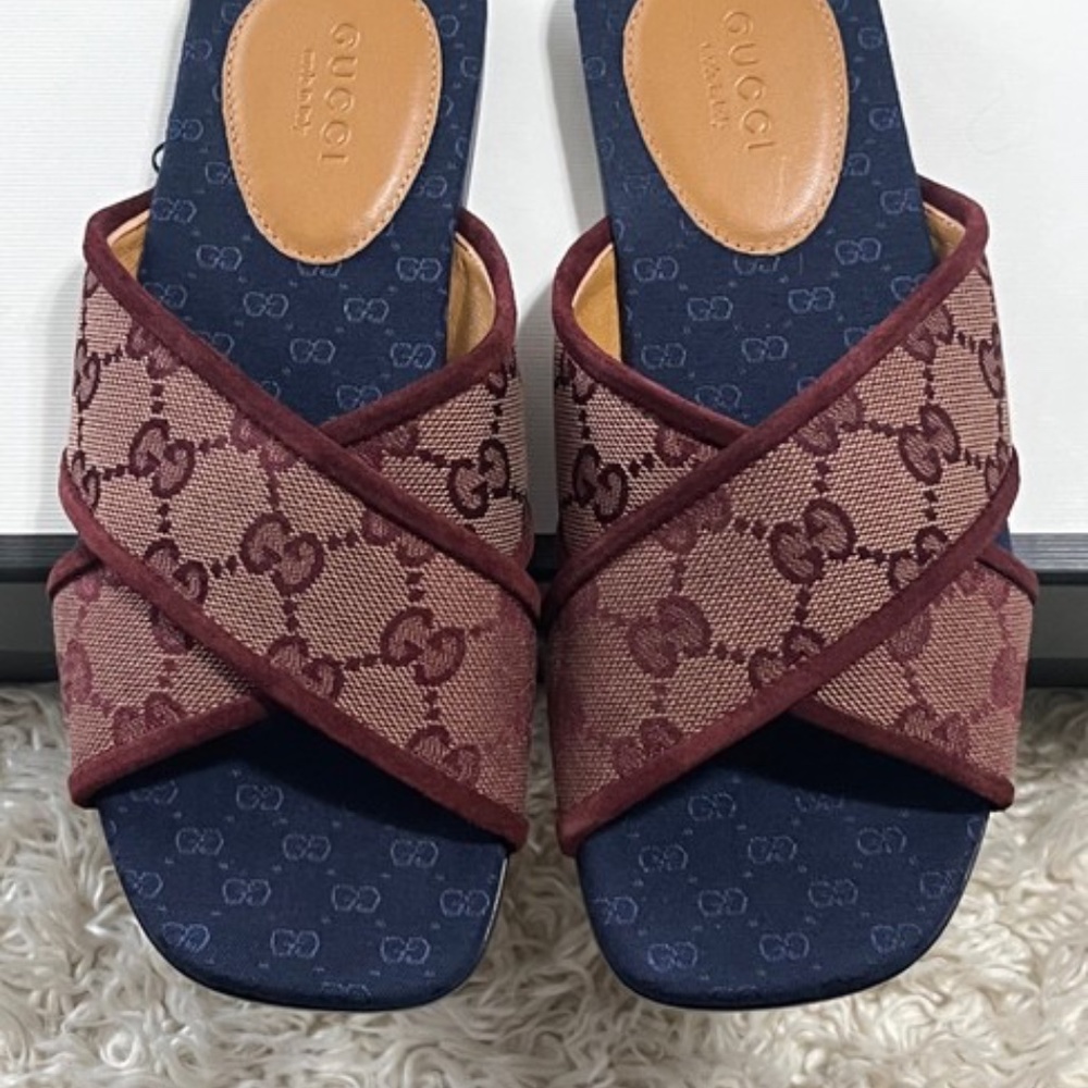 New Authentic GUCCI Senior GG Canvas Slide Sandal